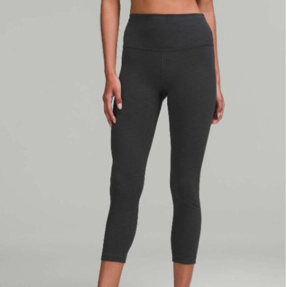 LULULEMON Wunder Train High-Rise Crop Heathered Gray Size 4 - Picture 3 of 9